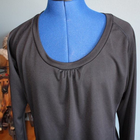Sport Black Long Sleeve Polyester Top ~L~ - Picture 2 of 6